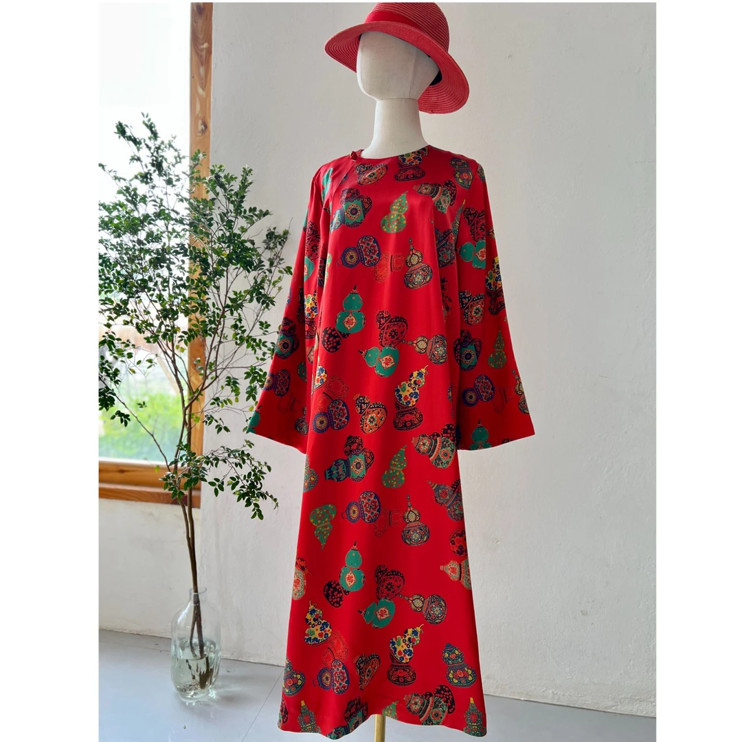 【以晴高定】中高端女装全丝重磅皮子香云纱长袍国风时尚气质优雅