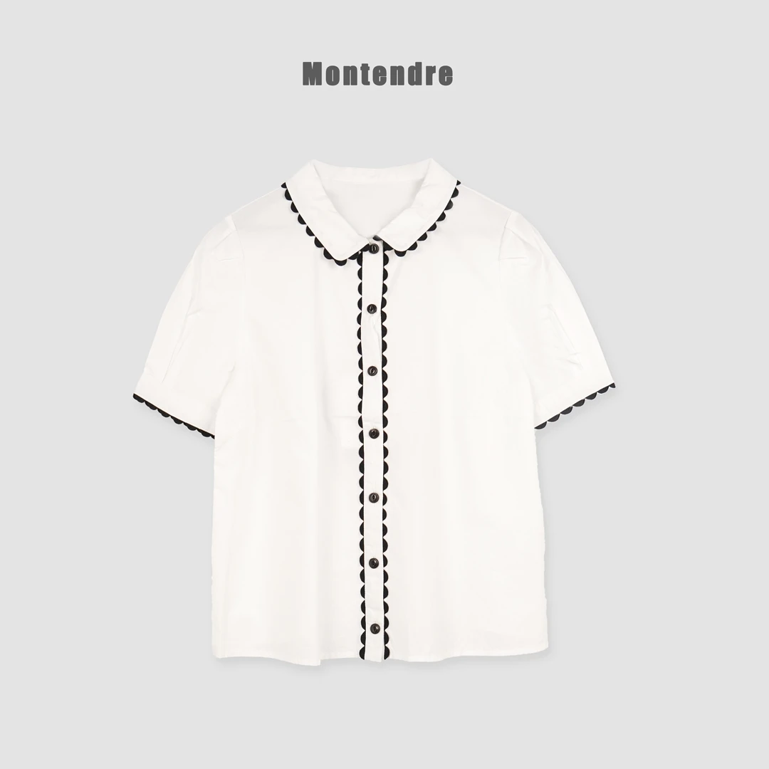 【小E家】 F 夏季新款 日系优雅轻奢千金风垂坠感百搭衬衫上衣