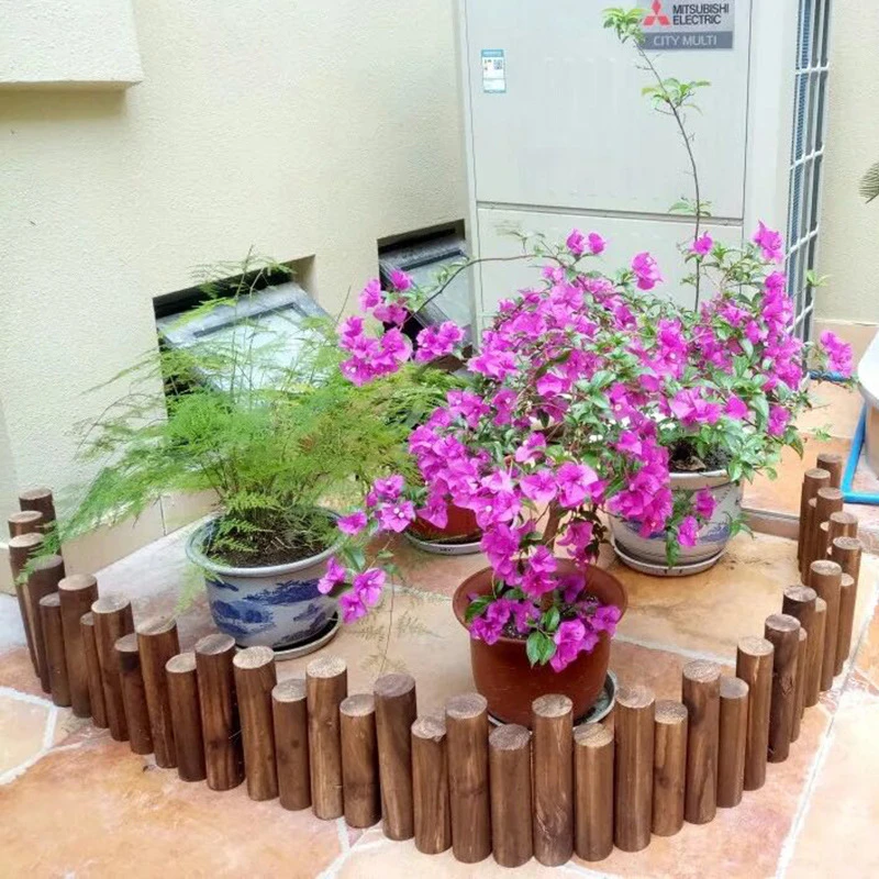 户外庭院围栏碳化防腐木栅栏围栏花园木桩圆木实木栅栏木篱笆菜园