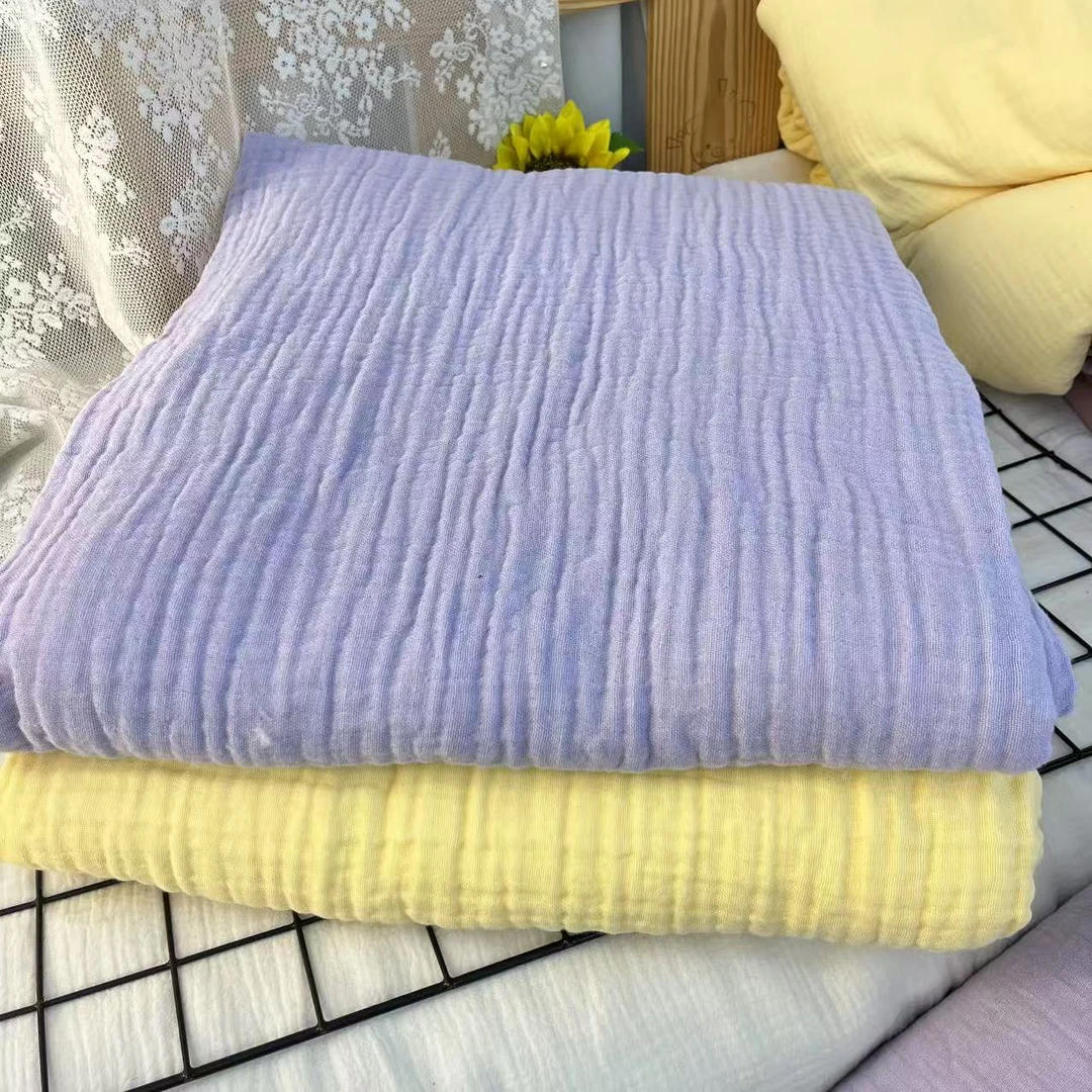 【小陆纺织清】全棉高密四层纯色水洗泡泡纱多功能床盖盖毯200*230