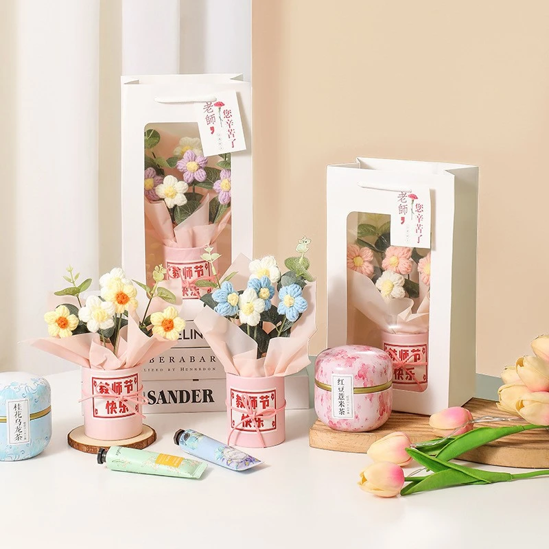 教师节礼物手工毛绒编织小花束成品小清新礼品生日礼物伴手礼