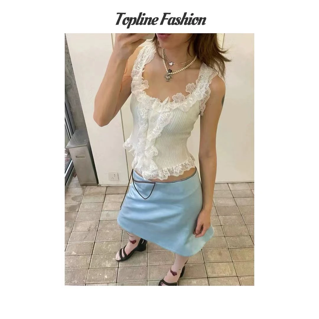 【鱼家高货】甜美风特色极简蕾丝背心25213