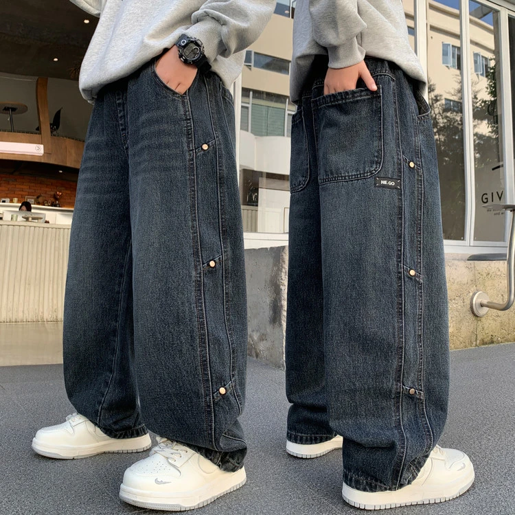 男童秋季直筒软牛仔裤2025中大童宽松休闲韩版长裤儿童春秋装裤子