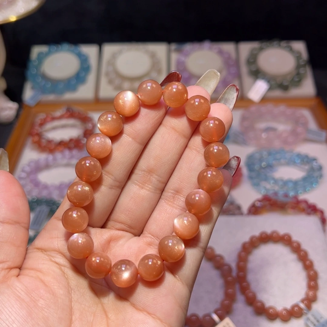 拉长石手串未镶嵌曹*宝橙月光10.5m m