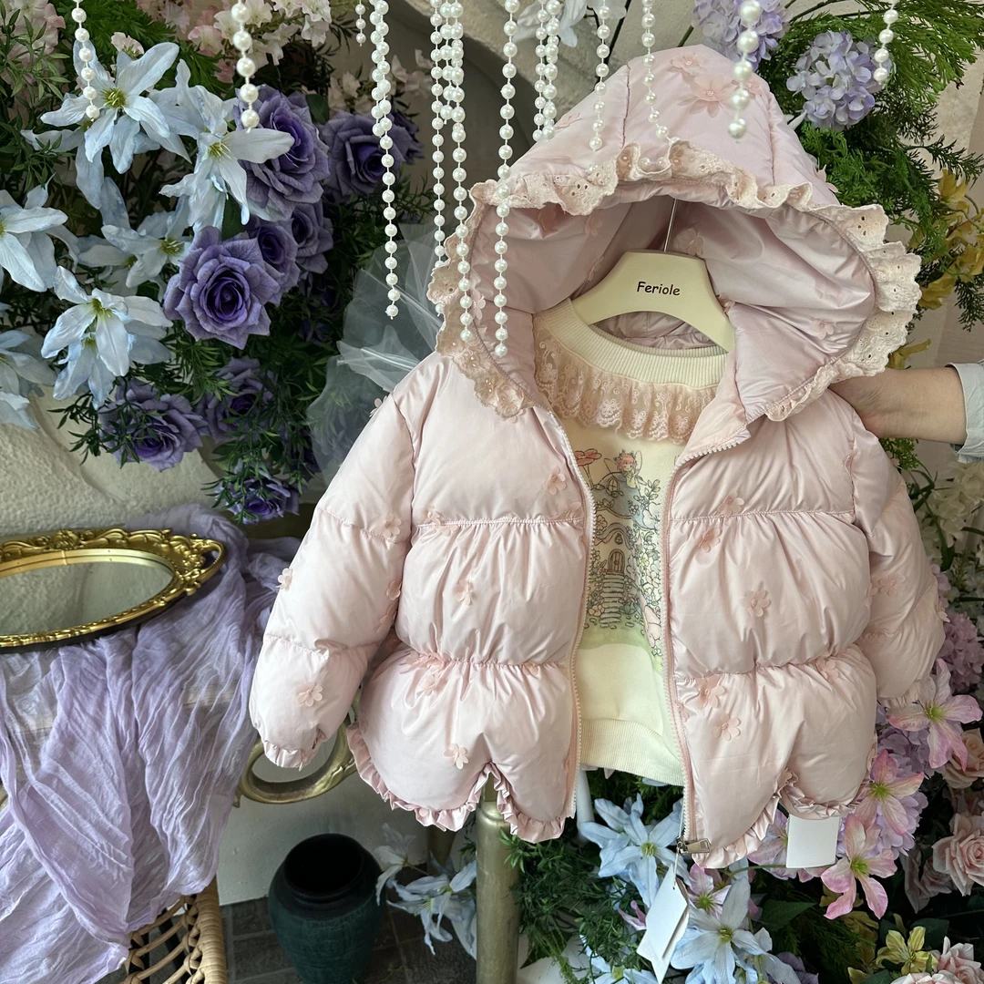 【YS】FLL-53707-儿童韩系百搭重工花瓣羽绒服(冬款)