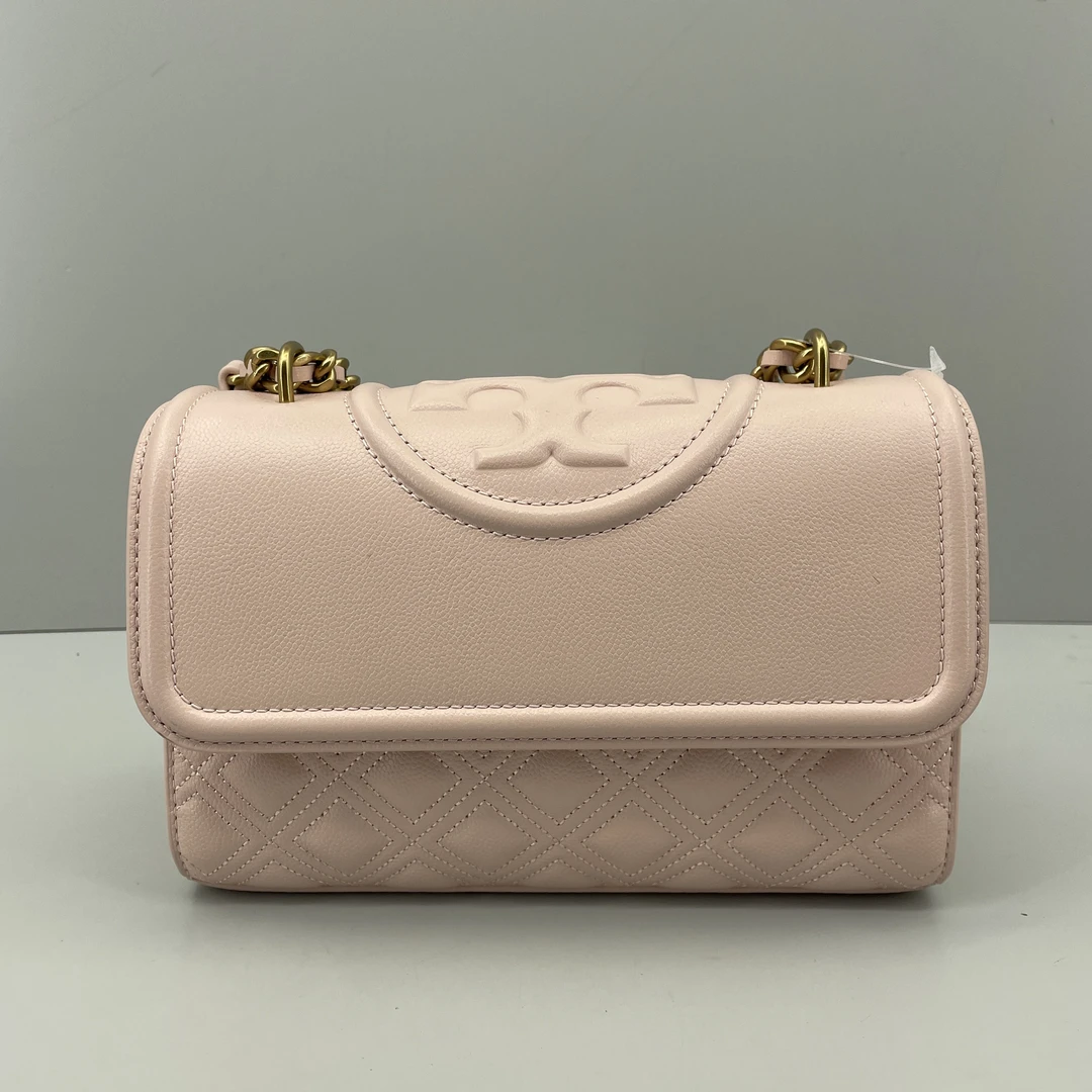 99新 TORY BURCH/汤丽柏琦 fleming粉色小号链条包21*18*8M062906