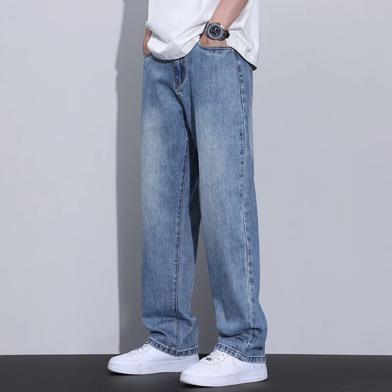 Kuvine2025秋季新款潮流简约水洗牛仔裤男美式复古宽松直筒休闲裤
