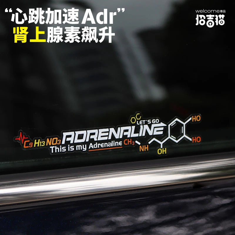 招吉猫车品肾上腺素分子式创意车贴多巴胺汽车贴纸电动车装饰贴