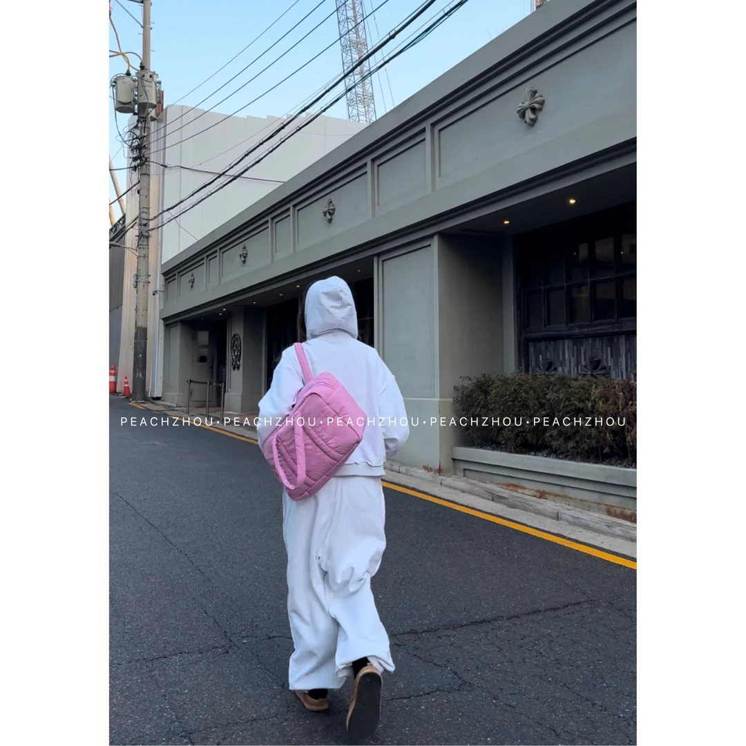 『PEACHZHOU』毛圈反做设计宽松连帽拉链外套慵懒阔腿长裤休闲套装