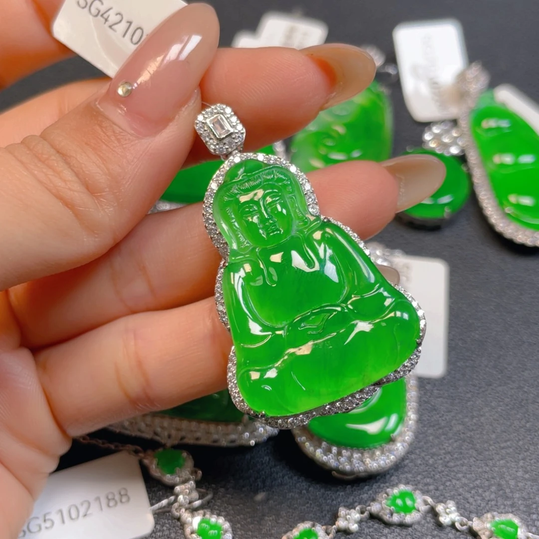 翡翠银S925镶嵌挂件