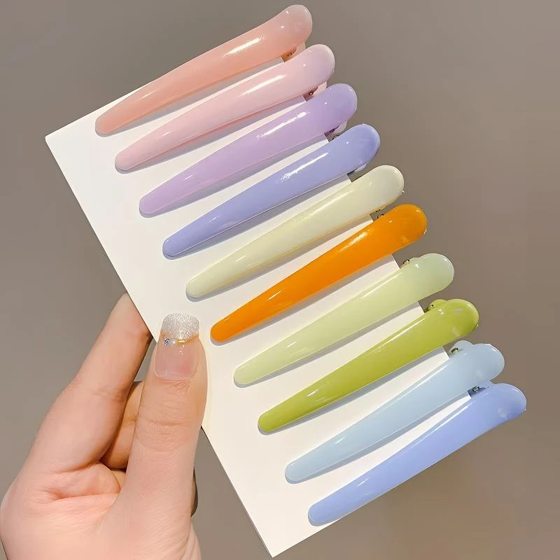 果冻色发夹多巴胺女一字鸭嘴化妆夹侧边碎发刘海夹子成人发卡头饰