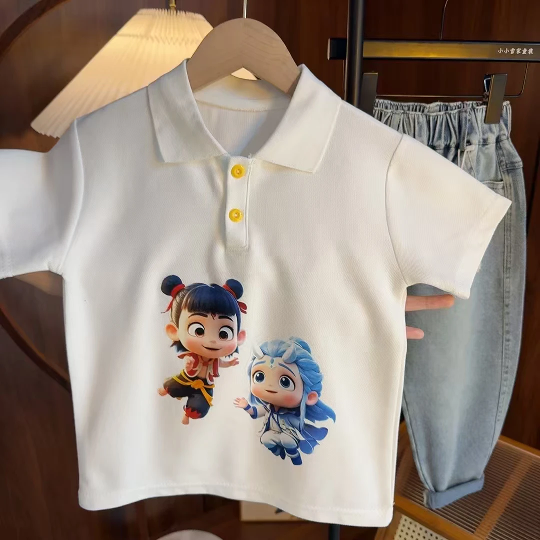 男童短袖T恤2025夏季新款儿童休闲翻领时尚polo衫男童半袖体恤潮