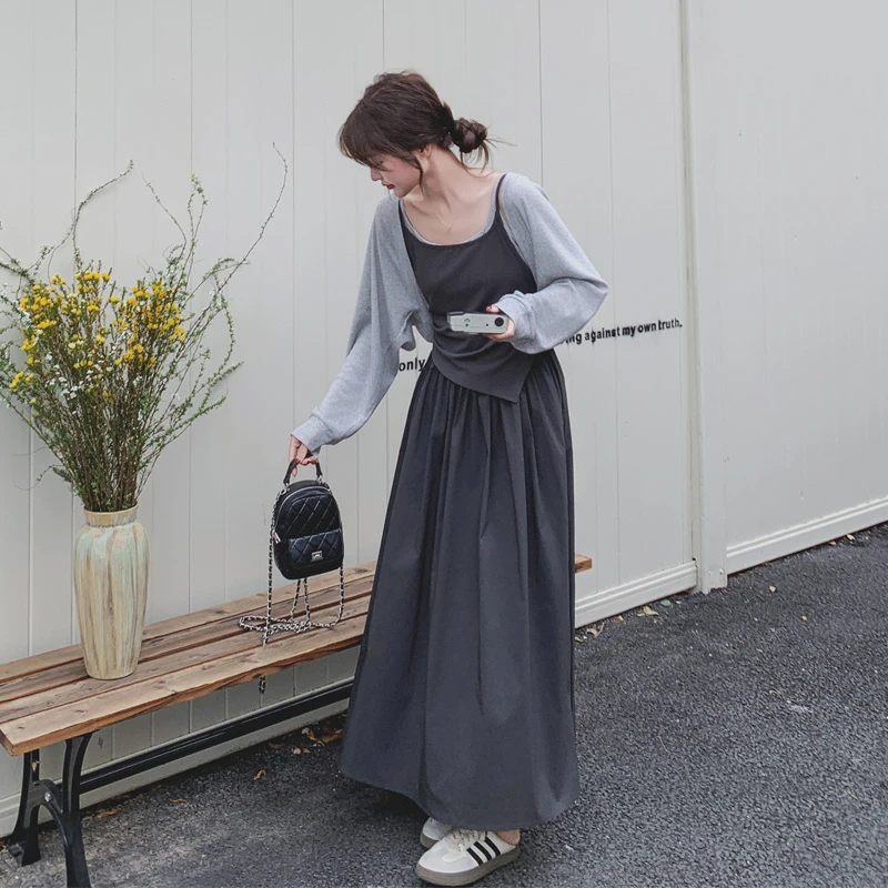 清冷松弛感吊带套装裙女2025早春新款高级氛围感气质韩系懒人穿搭