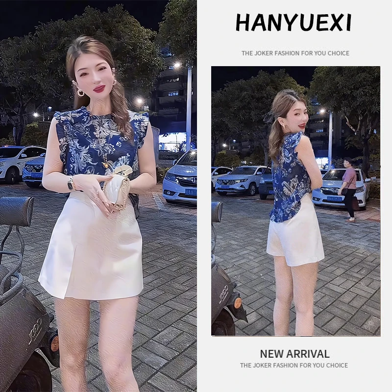 夏季一整套女装2025新款韩版遮肚显瘦气质减龄无袖上衣短裙两件套