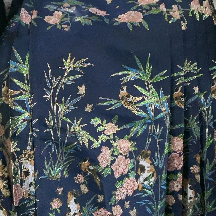 【闪购商品】鸟语花香马面裙蓝色M