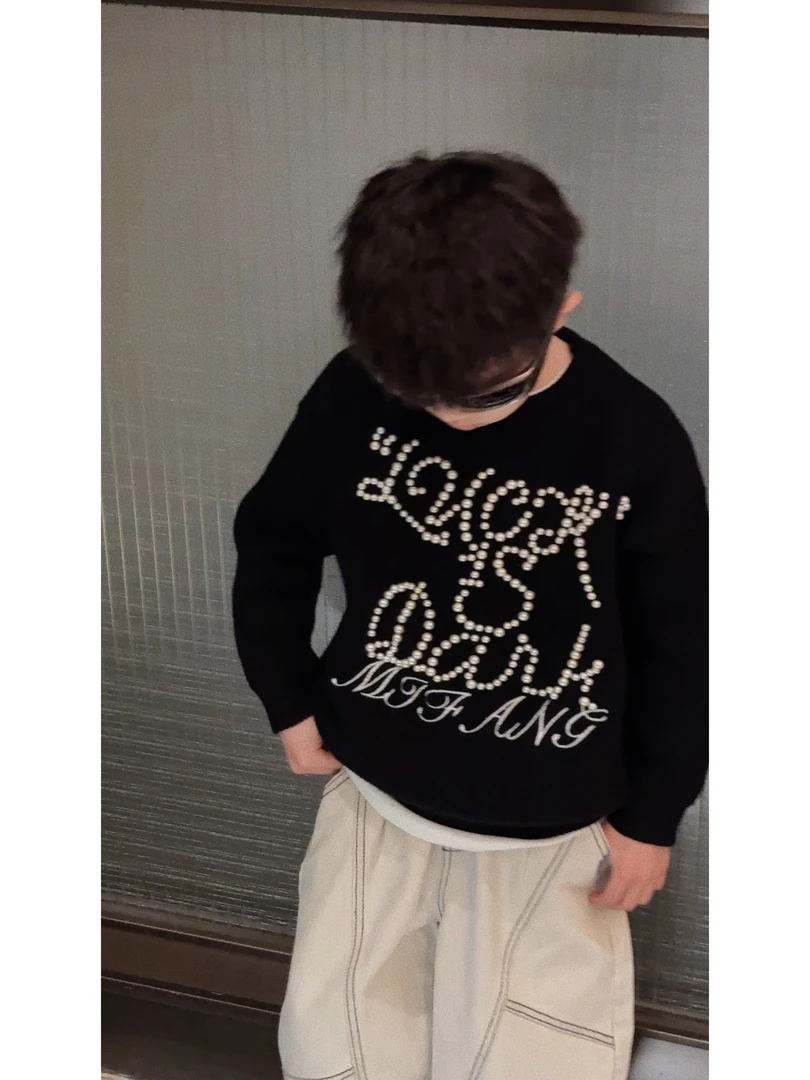 米饭童装【珍珠毛衣】重工钉珠毛衣 儿童韩版长袖毛衣 RICE MIFANG