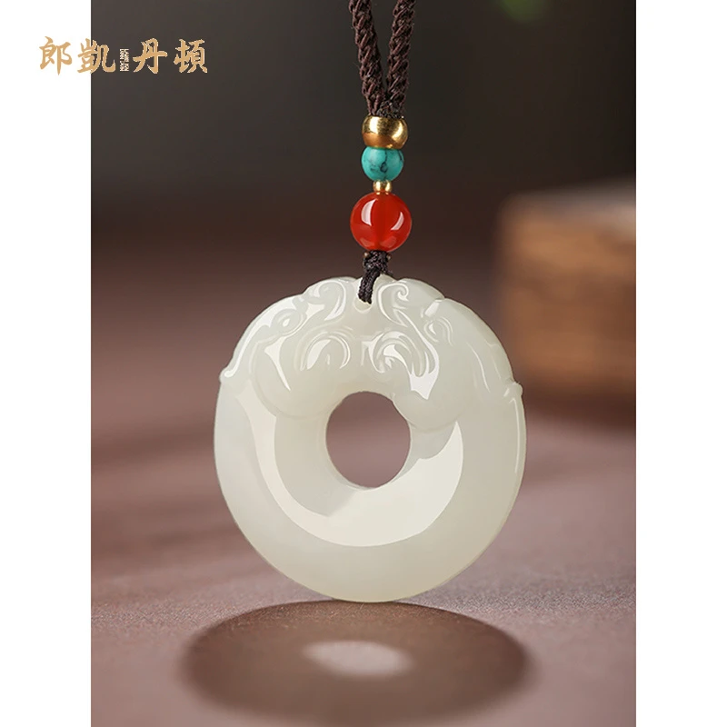 和田玉吊坠双貔貅男款平安扣项链玉坠天然玉石女款挂件护身符玉佩