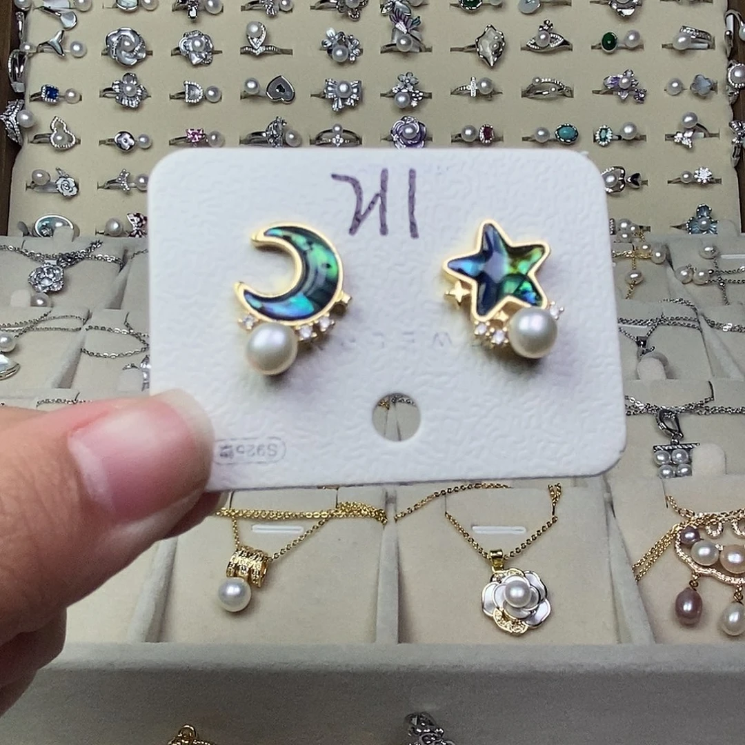 淡水珍珠耳饰银S925镶嵌