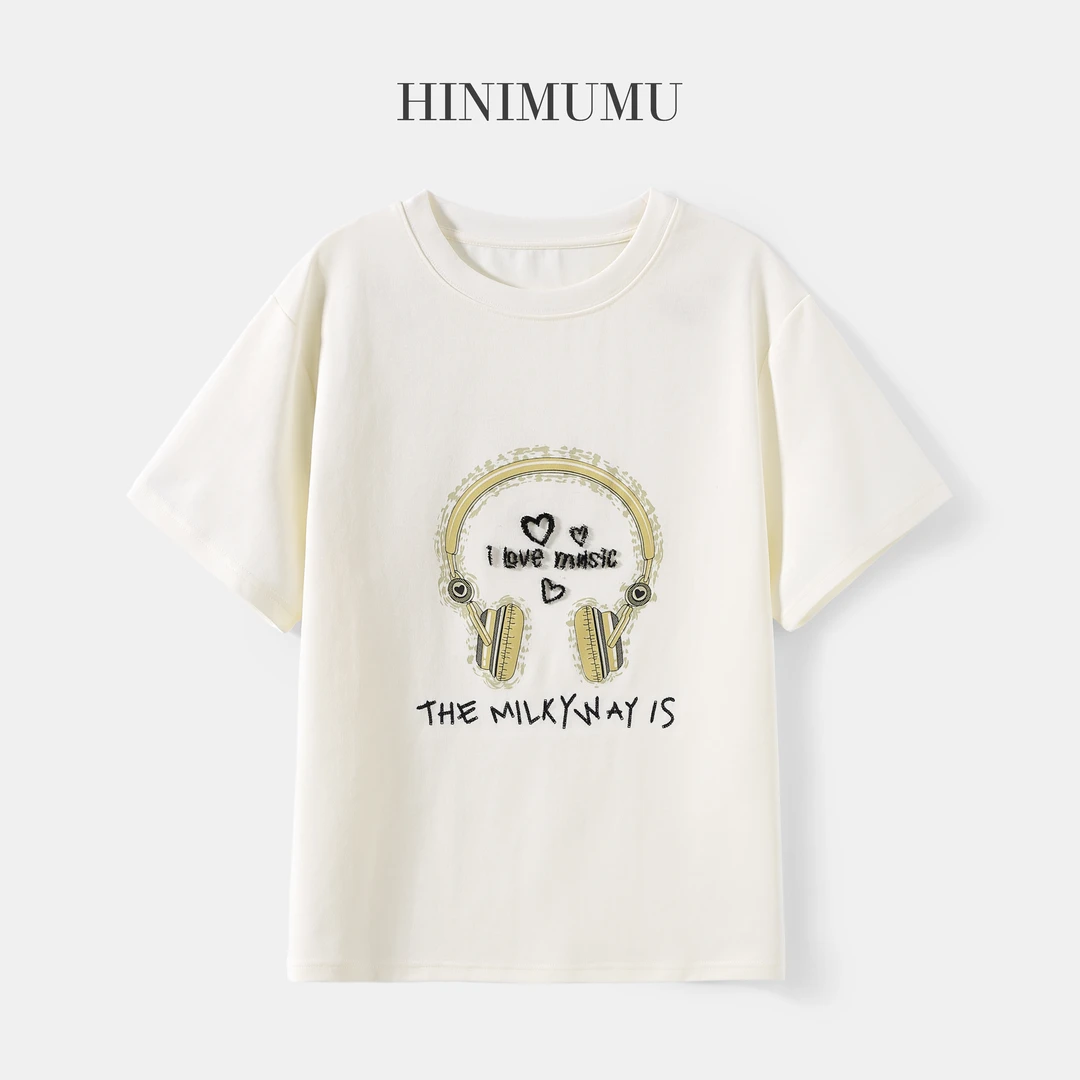 【品牌断码清仓】女童短袖夏季2025新款儿童耳机印花百搭短袖Q62612