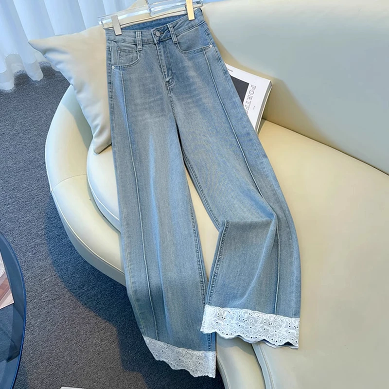 少许库存·现货发·浅蓝色直筒牛仔裤小个子女款九分阔腿S3190