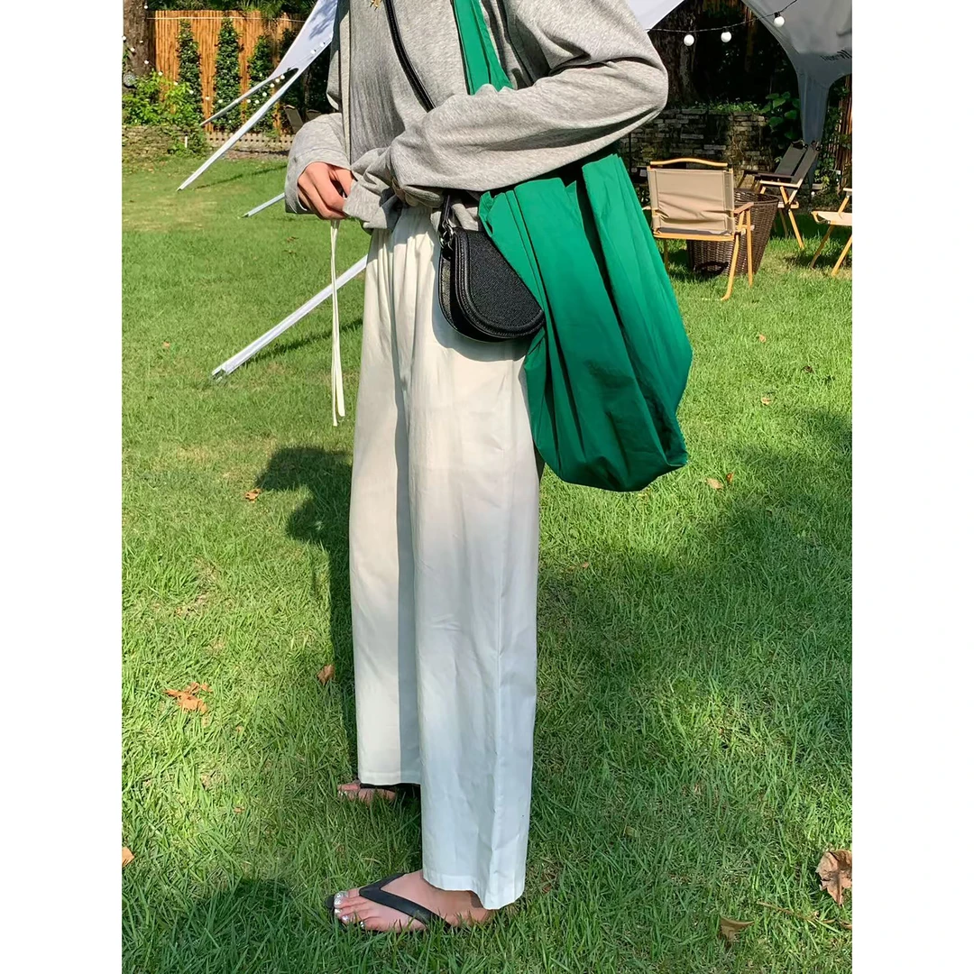 夏日女士显瘦窄版直筒白裤子2025新款高腰时尚洋气休闲简约九分裤