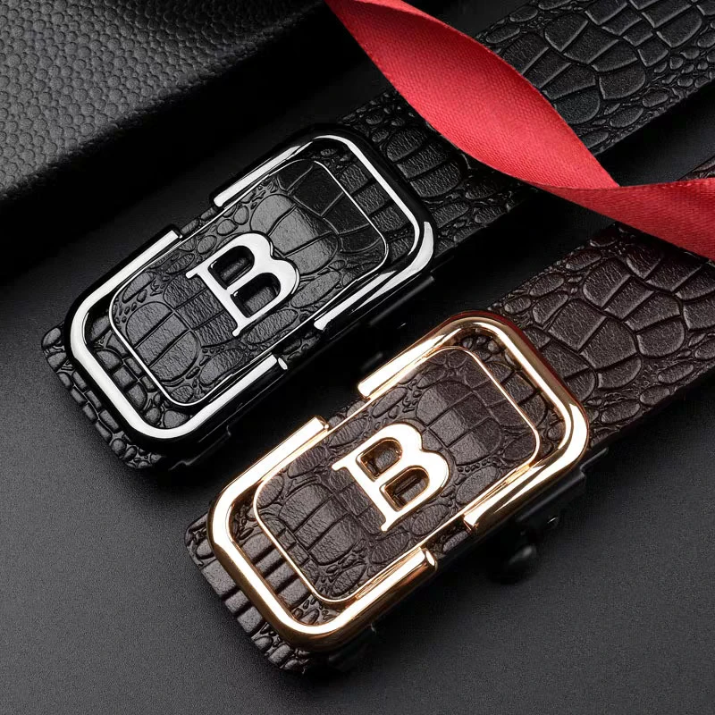 【买一送一】保罗正品男士无牙皮带自动扣腰带男款百搭休闲裤腰带男