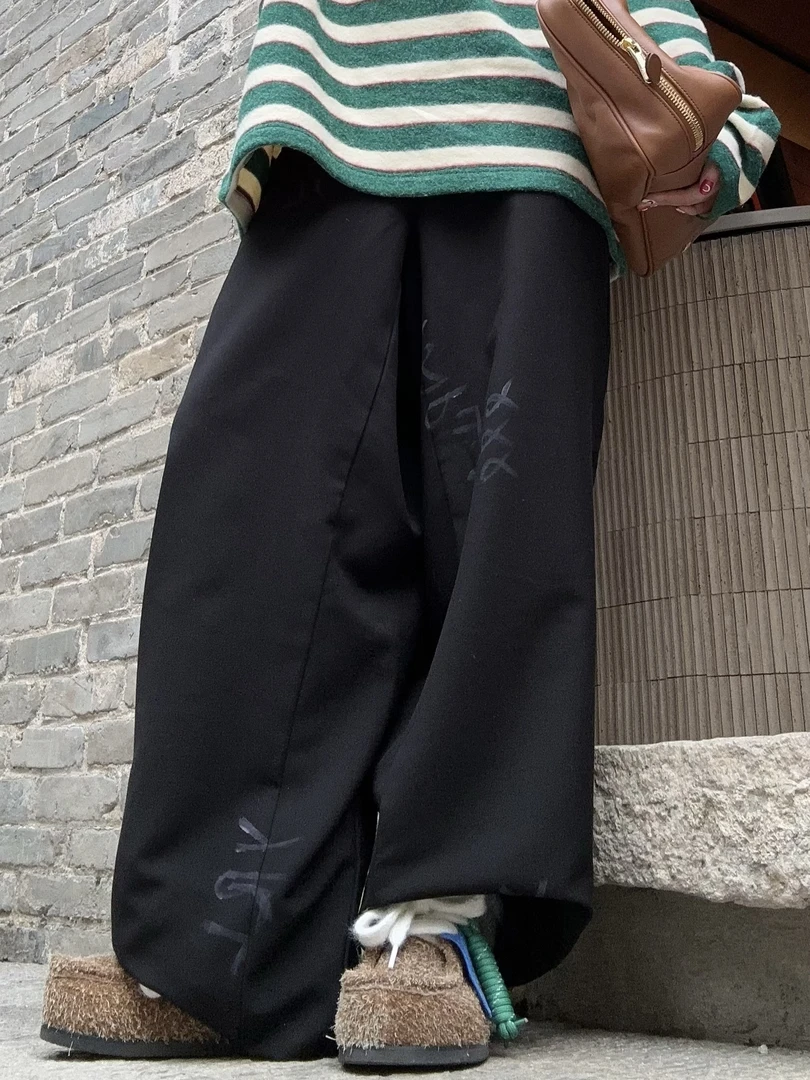 舟舟【巴黎手绘西装裤】裤子休闲时尚潮流百搭运动宽松潮牌