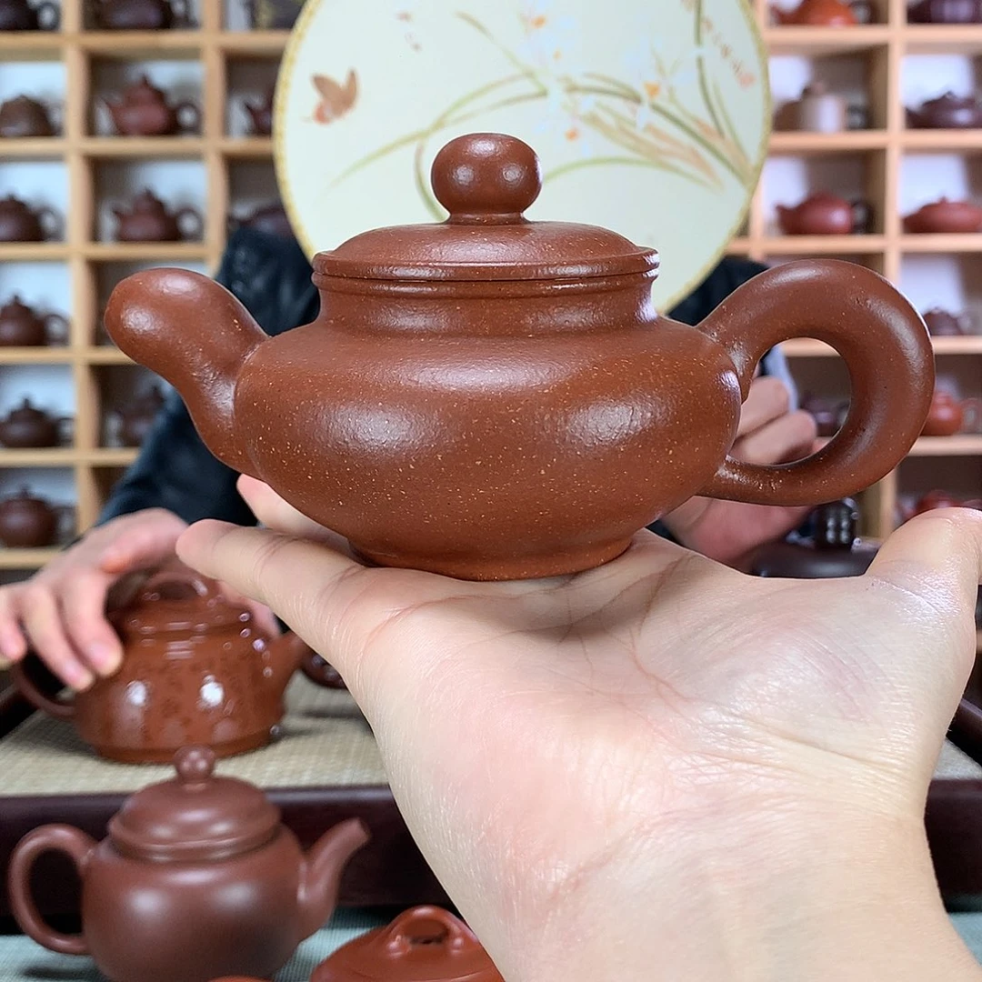 紫砂道洪扁灯紫砂壶手工制作1