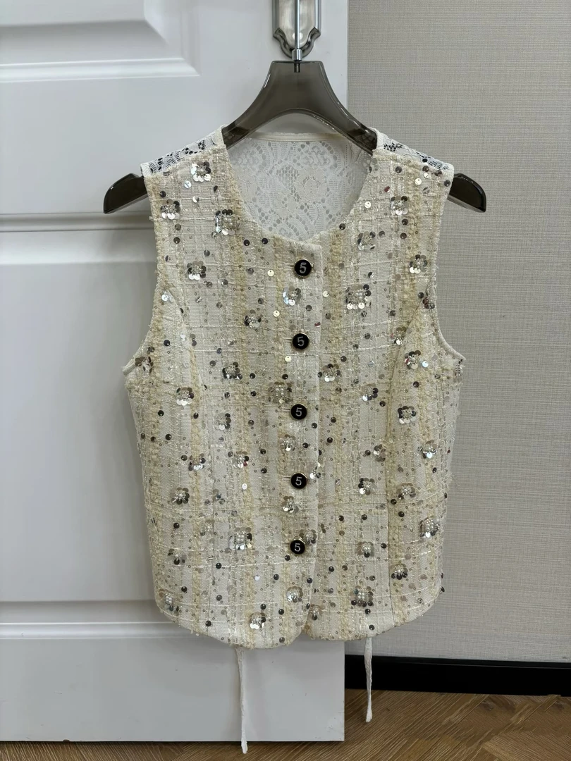 【CC】香家新款亮片无袖坎肩背心马甲