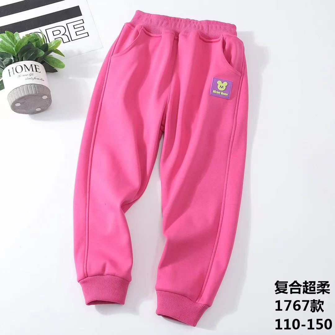 男女童秋冬宽松棉质休闲加绒运动裤外穿长裤