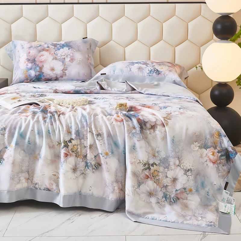 花知否 重磅高端100支LF级天丝夏被四件套桑蚕丝填充夏凉被空调被