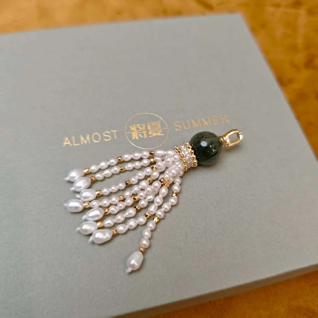 合金吊坠 【绿兔毛+白珠流苏吊坠】将夏