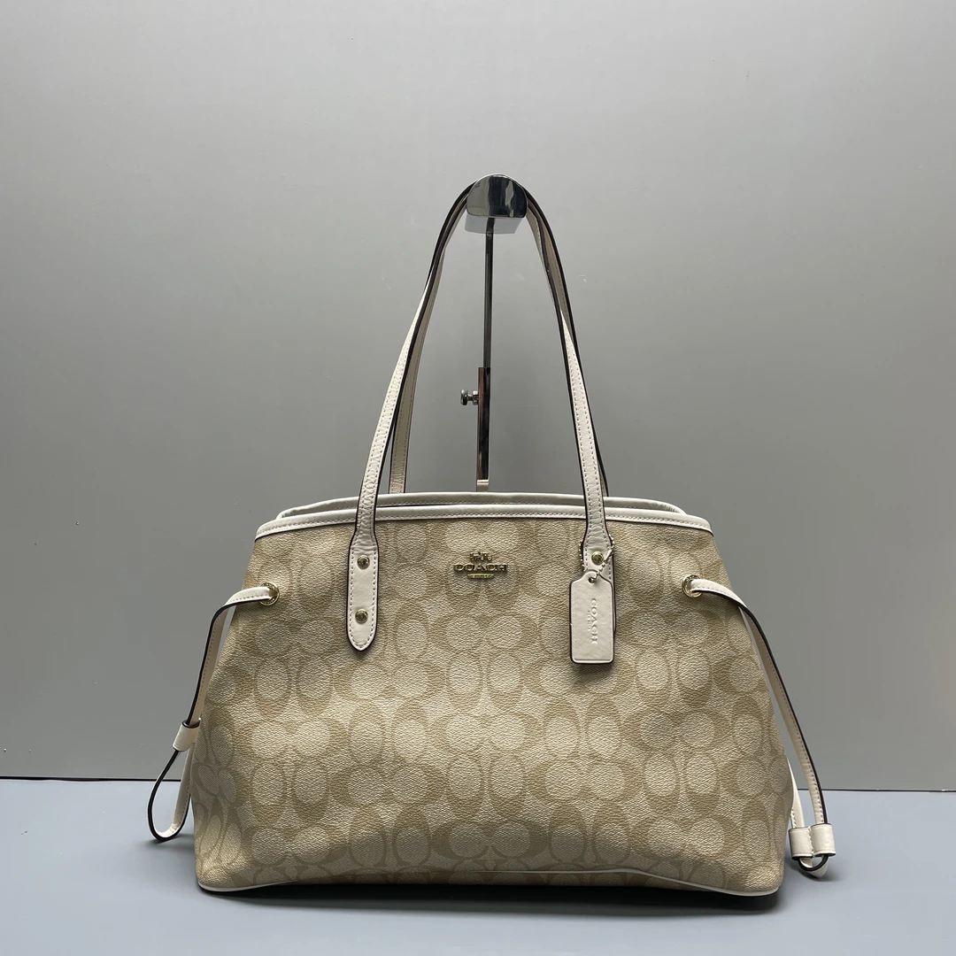 90新 COACH/蔻驰 小林/白拼老花鲶鱼包36*23*15cmC010403