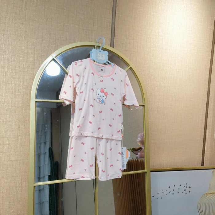 AM334   宝宝粉色七分袖七分裤套装  夏款