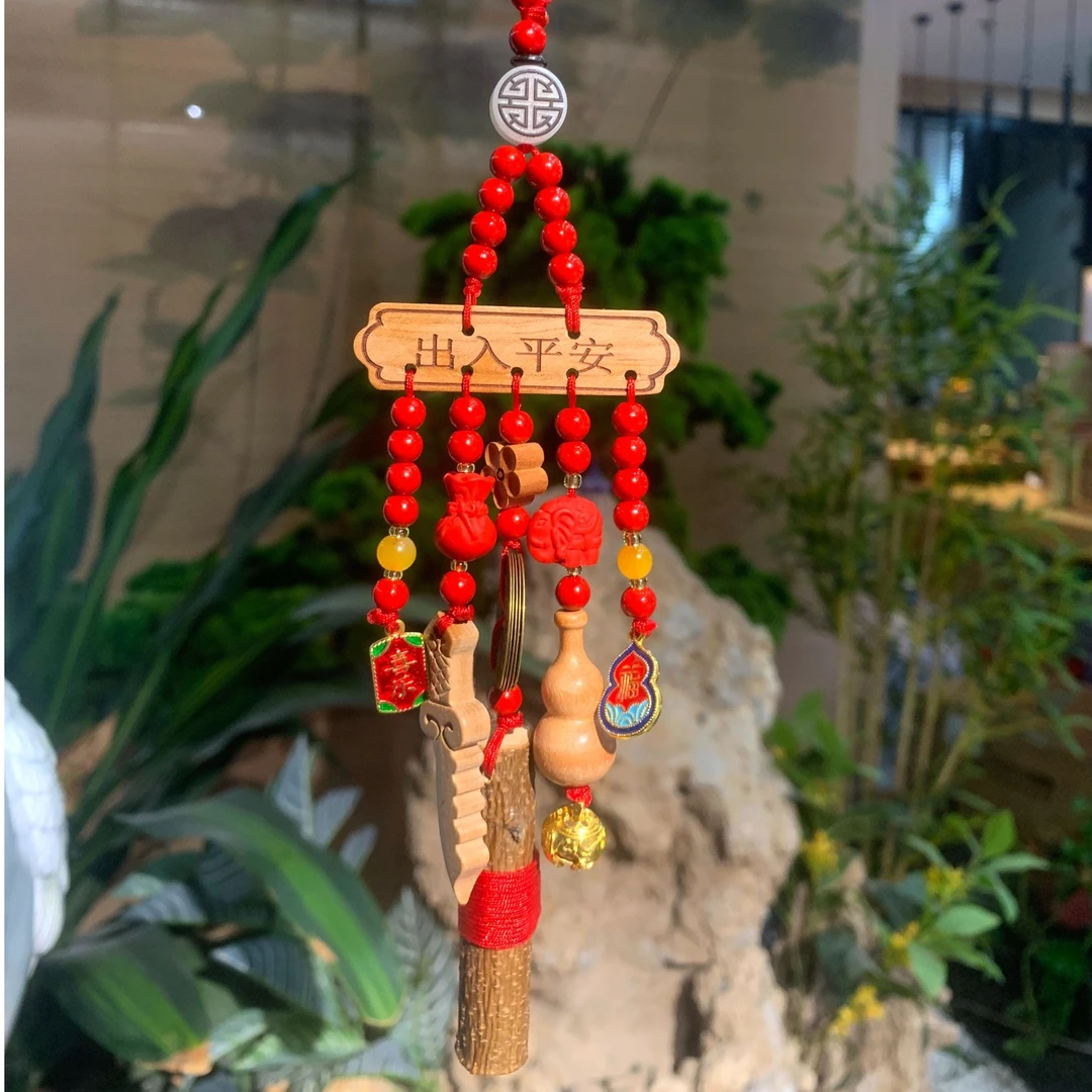 观内直发 桃木枝家具祝福摆件