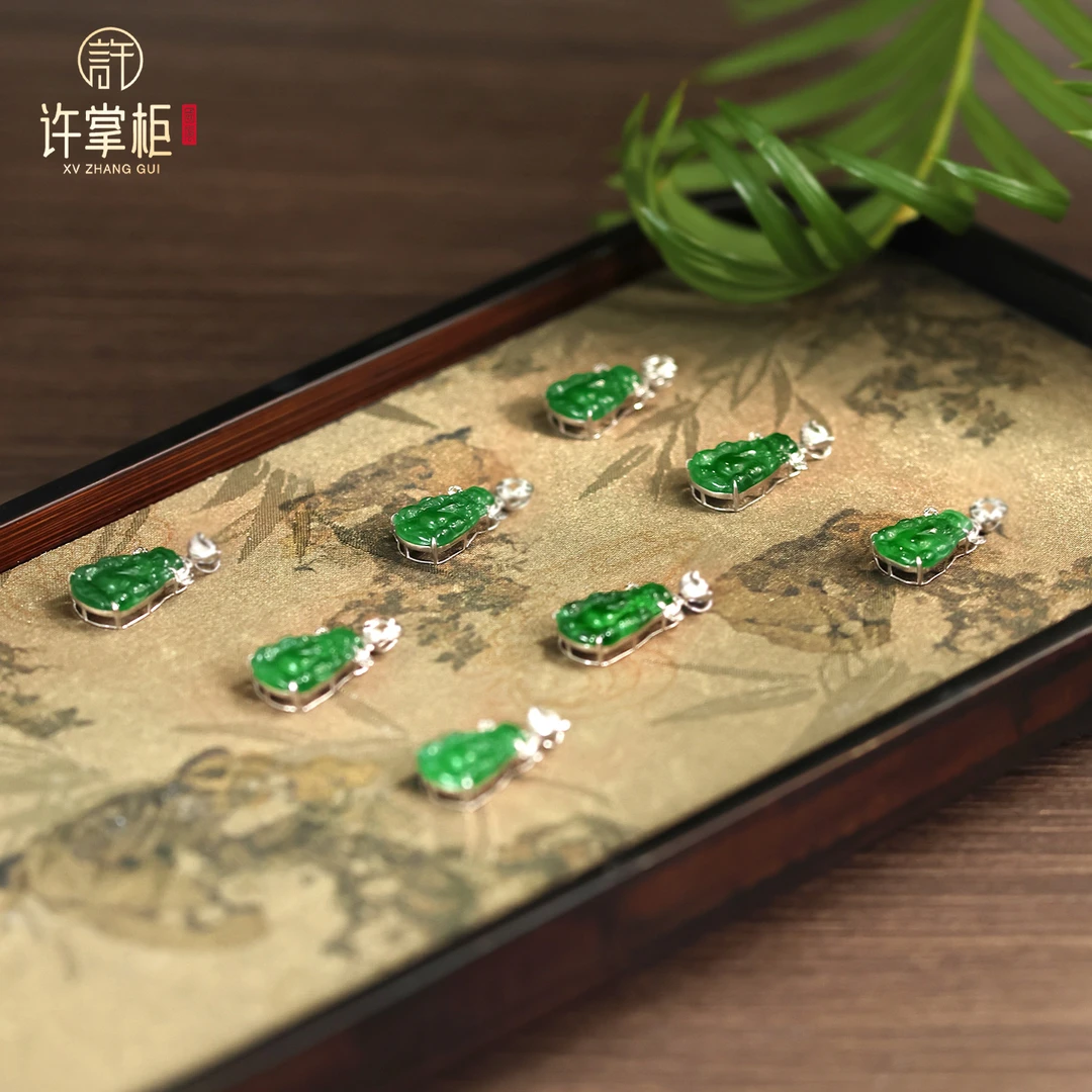 YGY｜翠影财福 18K金天然翡翠A货吊坠财神爷单个多样性随机发