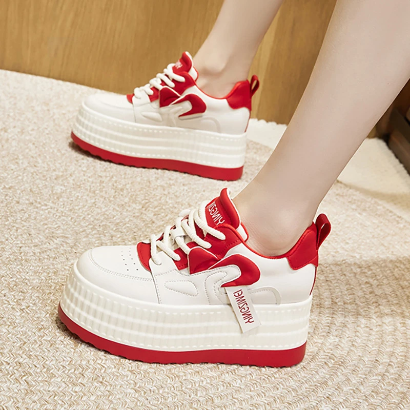厚底小白鞋女2025春季新款老爹鞋松糕小个子内增高女鞋百搭休闲鞋