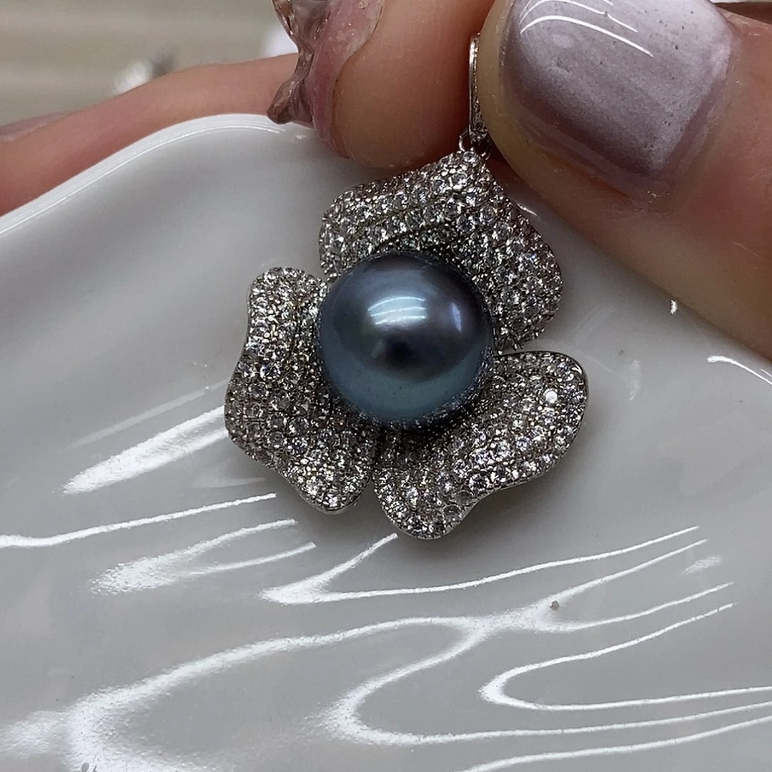 海水珍珠吊坠(不含链)银S925镶嵌