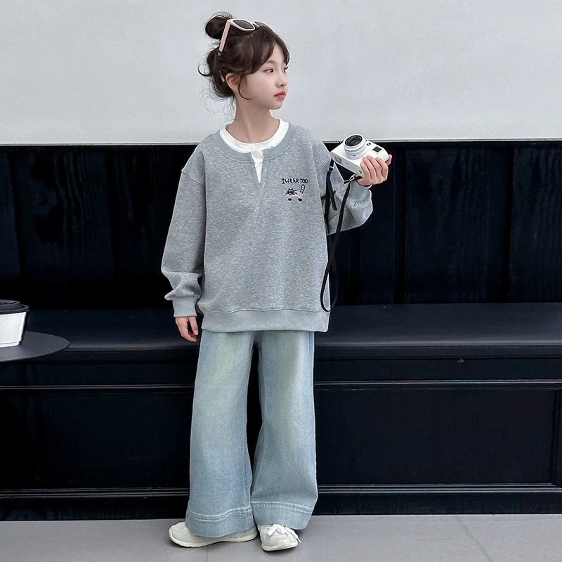 女童春秋款韩版休闲运动套装中大童小女孩洋气时髦儿童卫衣春套装