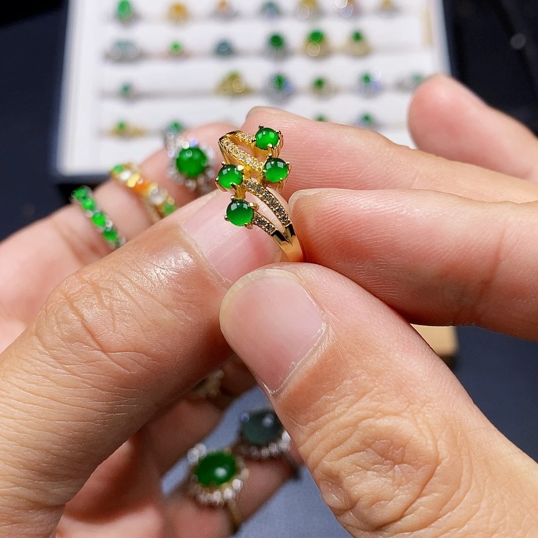 银S925镶嵌戒指翡翠戒指