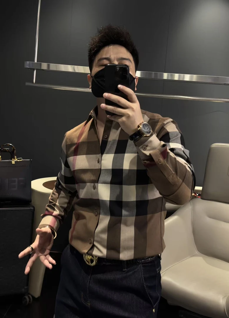 【马哥严选】2025秋季新款经典格子条纹翻领衬衫男士休闲百搭衬衣