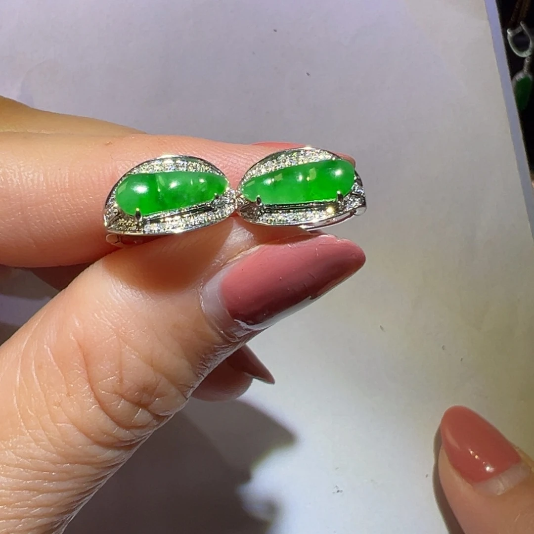 翡翠颈饰18K金镶嵌耳环