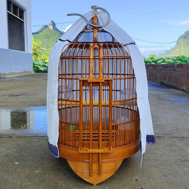 高档老竹广笼斗鸟广式画眉笼便宜正宗广西底八哥鹩哥母笼全套配件