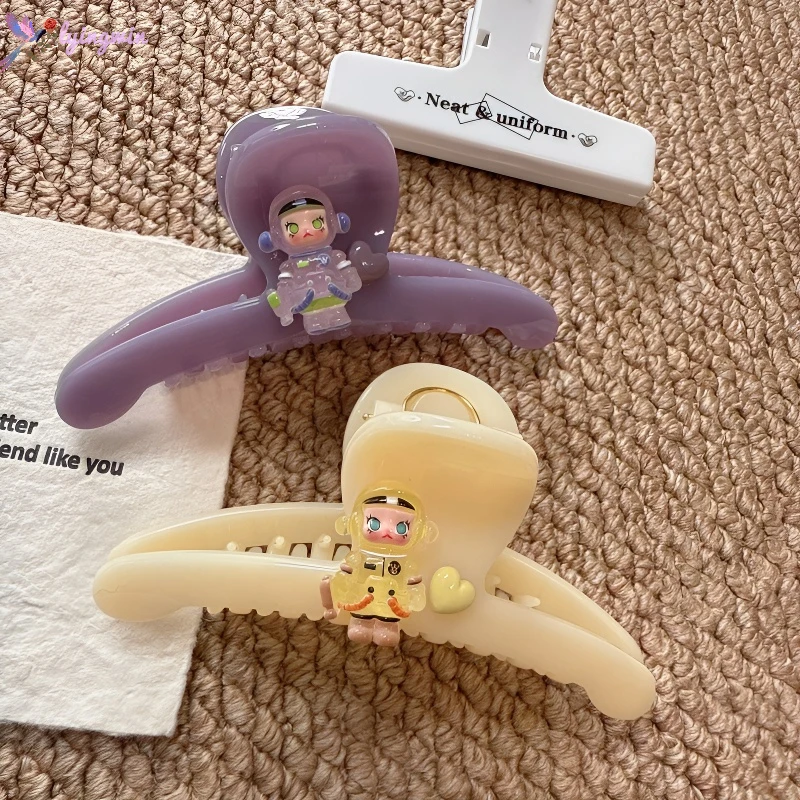 可爱卡通少女香芋紫高级鲨鱼夹molly大号抓夹后脑勺盘发夹半扎发