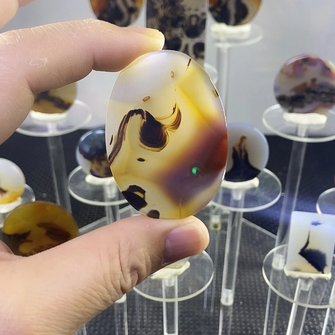 合成碳硅石非金属时尚图纹画面石饰品