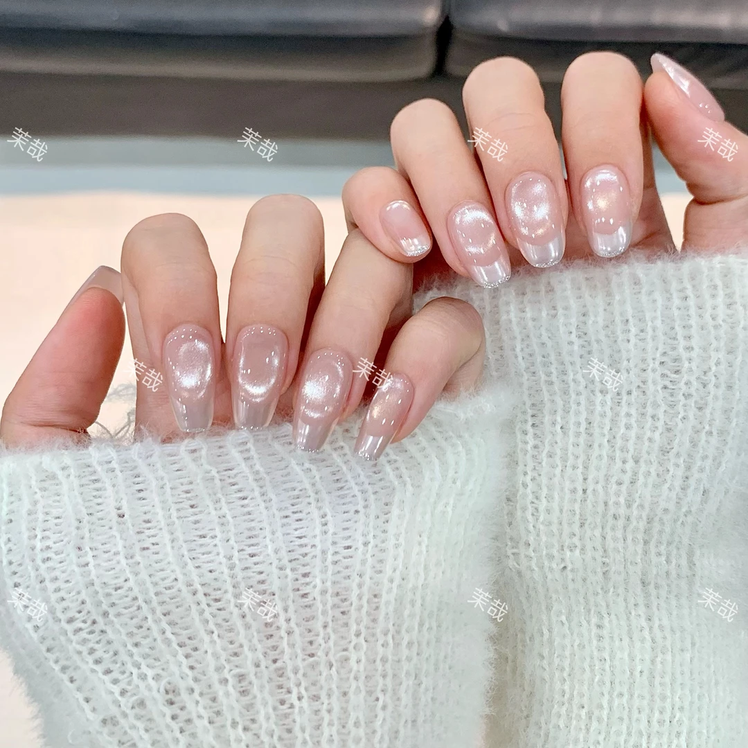 茉哉现货【白开水】纯手工定制美甲拆卸穿戴甲A3689