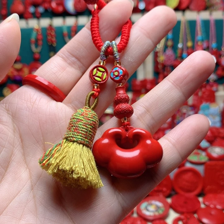 天然辰砂工艺品朱砂钥匙扣包包挂
