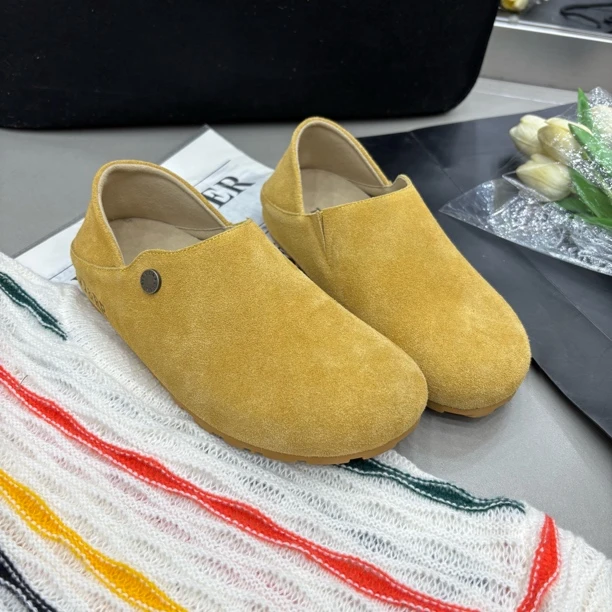 小雨家【韩版】夏季磨砂皮时尚百搭休闲平底真皮脚踩两穿勃肯鞋