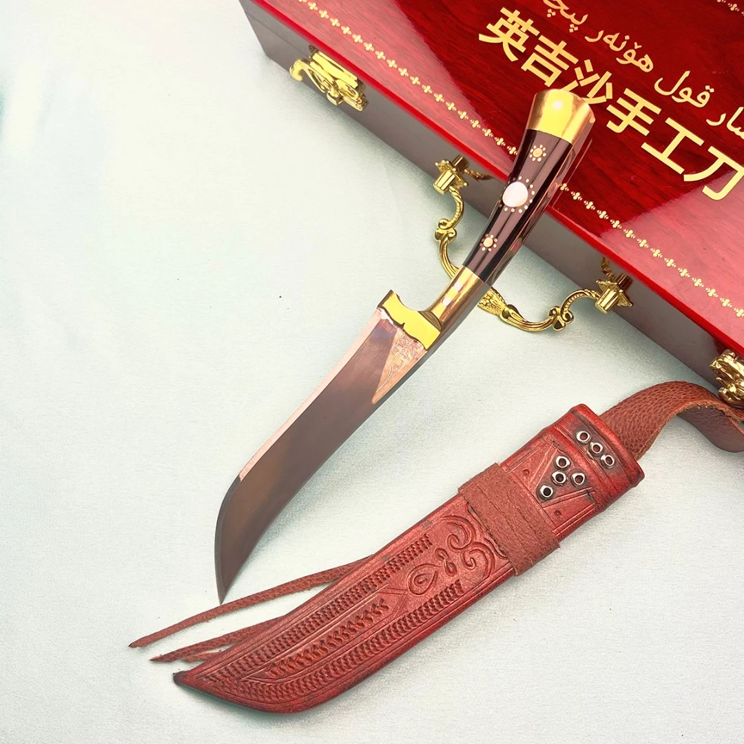 【英吉沙】非遗大师侧接钢技术收藏送礼直柄刀