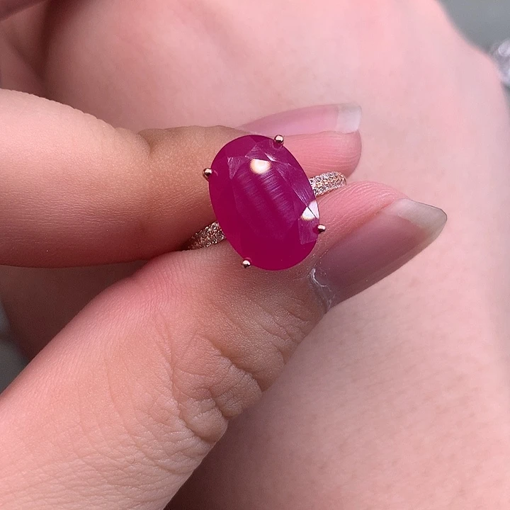 戒指银S925镶嵌红宝石